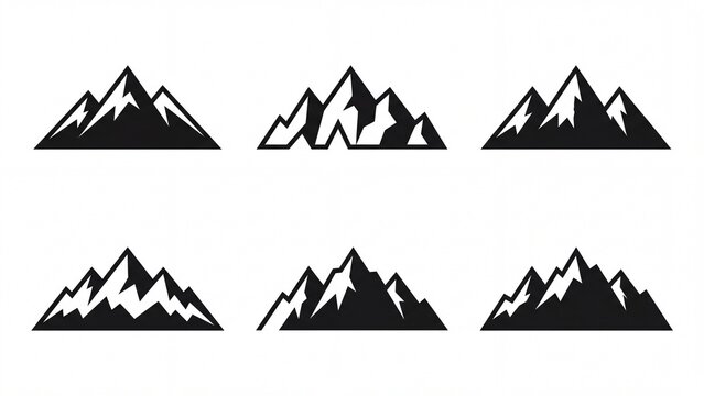 Mountain range icon set for outdoor logo isolated on white background