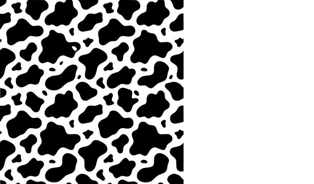 Black and White Cow Print Seamless Pattern Simple Vector Background