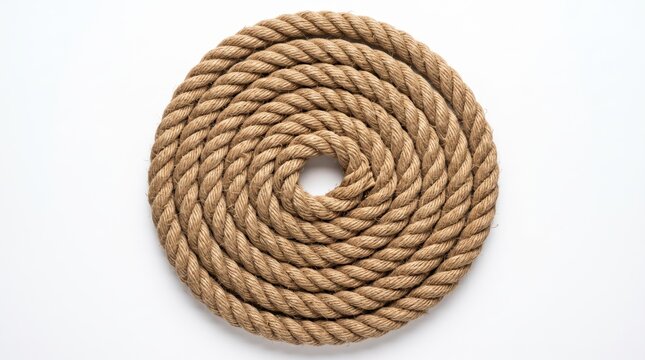 Coiled brown rope arranged in a perfect circle