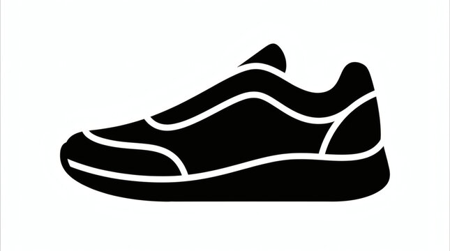 Minimalist athletic sneaker shoe icon black silhouette running shoe vector symbol