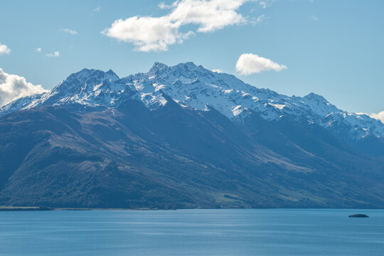 Scenery view of the mountain seen from Glenorchy, Queenstown, New Zealand. Glenorchy is nestled on the northern shores of Lake Wakatipu.