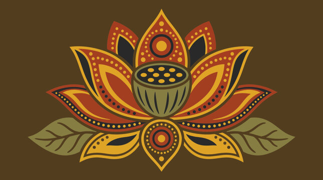 Aboriginal Sacred Lotus Flower Design for Fabric Pattern Design