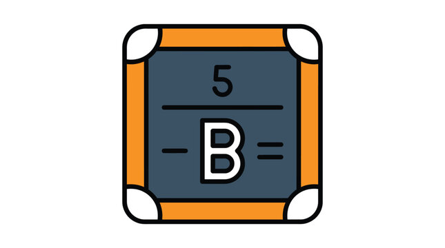 Small chalkboard icon featuring the number five and letter B written in clean white chalk