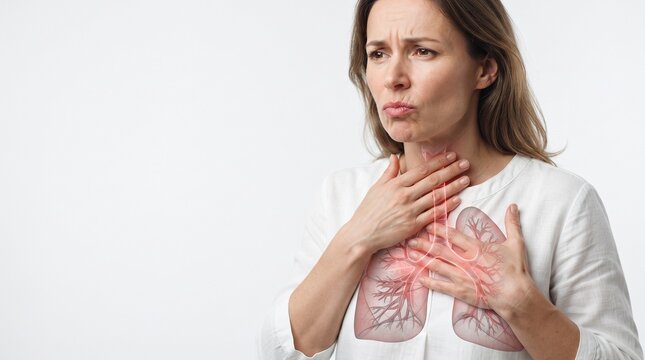 Woman has breathing difficulty