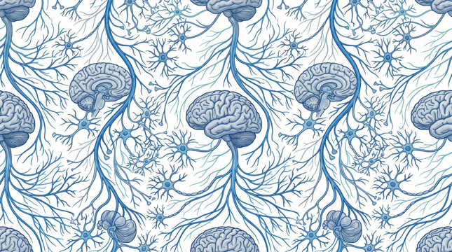 Brain and Nervous System Seamless Pattern