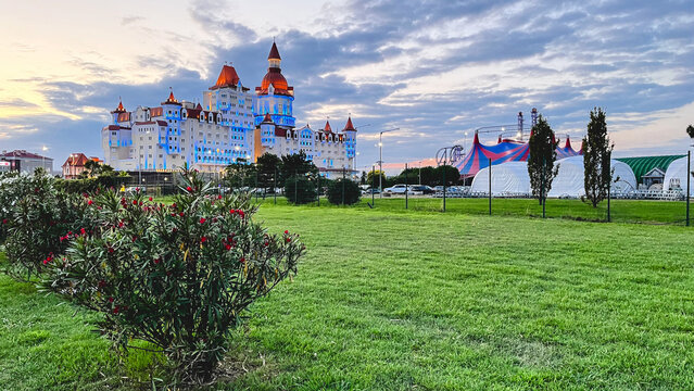 Bogatyr Hotel in Sochi surrounded by lush greenery