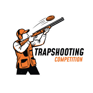 Illustration of Trapshooting Logo Design Vector Illustration