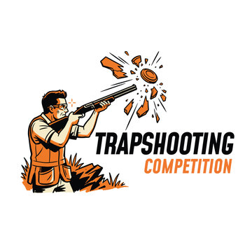 Illustration of Trapshooting Logo Design Vector Illustration