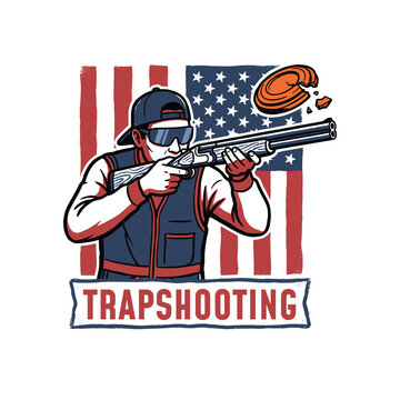 Illustration of Trapshooting Logo Design Vector Illustration