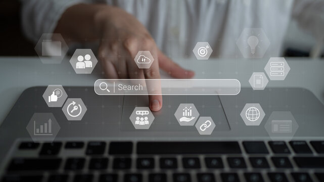Search bar representing digital marketing, SEO analysis, and network data management Parse