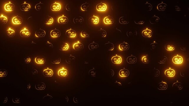 Seamless Loop Of Spooky Glowing Halloween Pumpkins