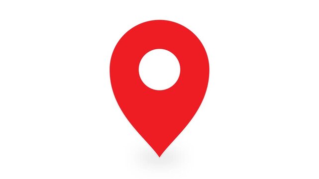 Red map pin location icon isolated on white background