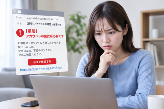  PC画面を見て問題に気付く社員