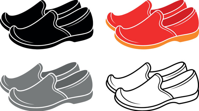 Traditional Mojari Khussa Shoe Vector Set with Oriental Indian and Pakistani Slip On Footwear Graphics for Cultural Fashion and Festive Graphic Designs