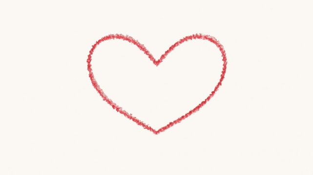 Red hand-drawn crayon heart outline on white background