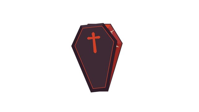 coffin open animation for halloween element design 