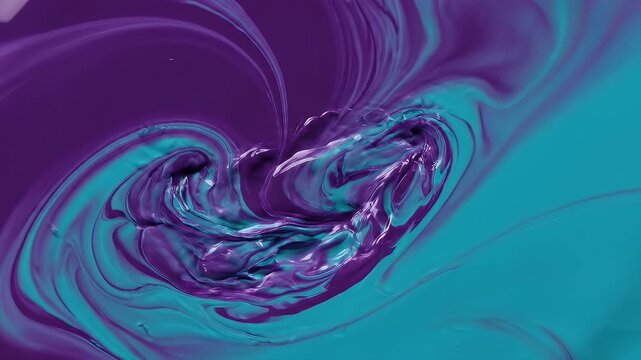 Abstract Swirling Fluid Gradient Background with Vibrant Teal and Purple Liquids Mixing