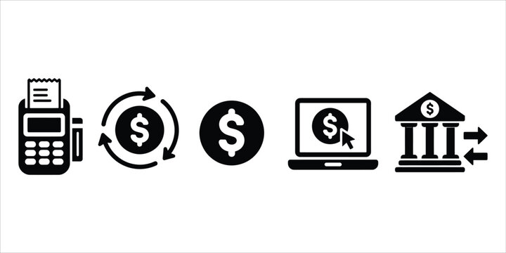 Online banking and pos terminal payment icons representing financial services