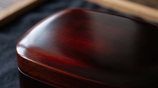 Japanese urushi lacquer deep red black tamenuri gloss texture