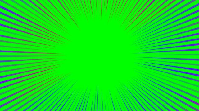 Dynamic Purple Manga Speed Lines for Action Scenes on Chroma Key Green Screen Background