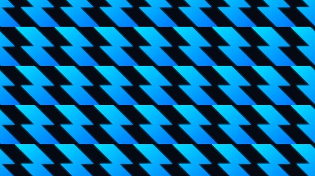 Abstract Blue and Black Geometric Zig-Zag Seamless Pattern Motion Graphic Background Loop
