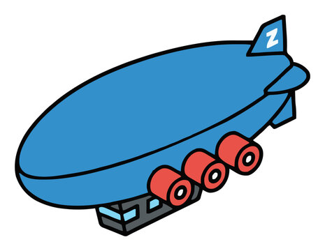Floating zeppelin airship vehicle isometric view iso.... Generative AI