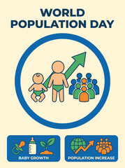Fototapeta premium World Population Day Baby Growth And Population Increase Icon Poster Concept Artwork