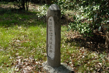 雑草に埋もれた日本の古い道しるべ © Naoto Iwashita