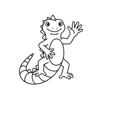 Obraz premium Cartoon lizard waving hello
