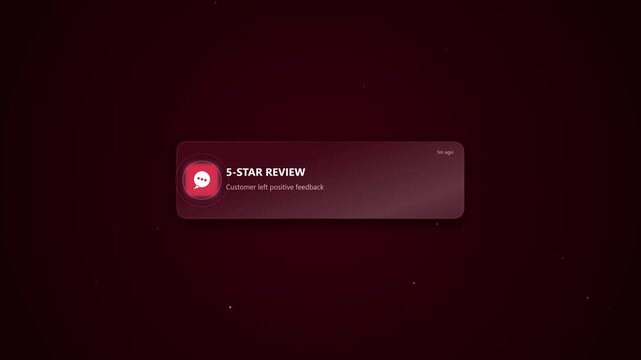 Five star review notification popup with chat bubble icon