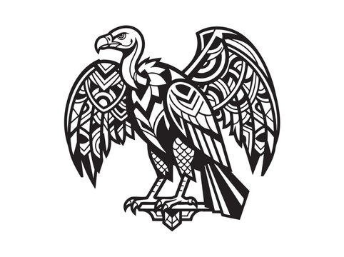 Tribal eagle logo design. Polynesian bird illustration. Maori heritage symbol. Vector graphic emblem. Māori motifs and patterns.
