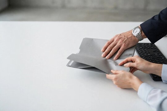 Closeup of a businessman and woman&rsquo;s hands on a laptop, highlighting collaboration in a politically charged office setting