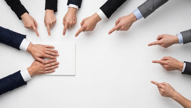 Colleagues in a meeting pointing at a whiteboard, focusing on workplace issues and strategies in a professional setting