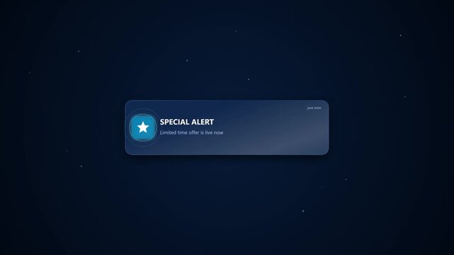 Special alert notification pop up with glowing star icon