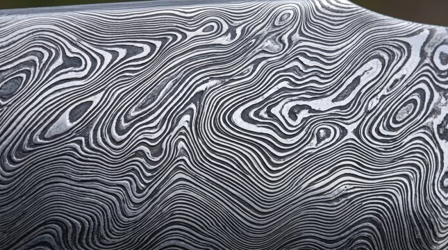Damascus steel watered blade pattern etched flowing texture