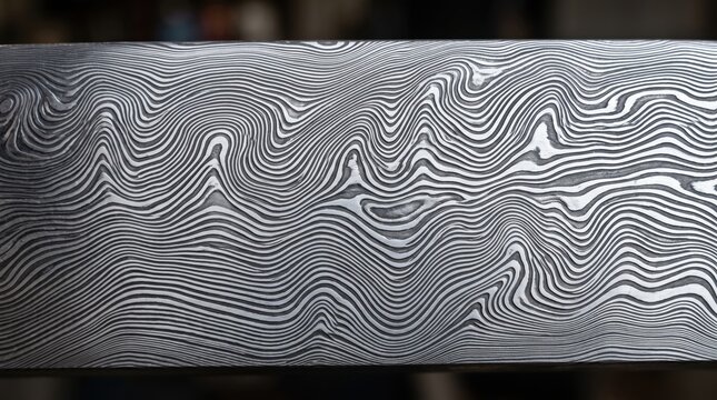 Damascus steel watered blade pattern etched flowing texture