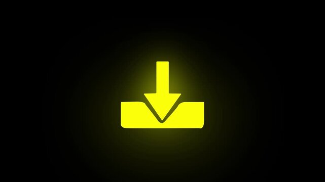 Download arrow icon symbol for upload and download animation on black background. Animated download button icon 4k motion video,