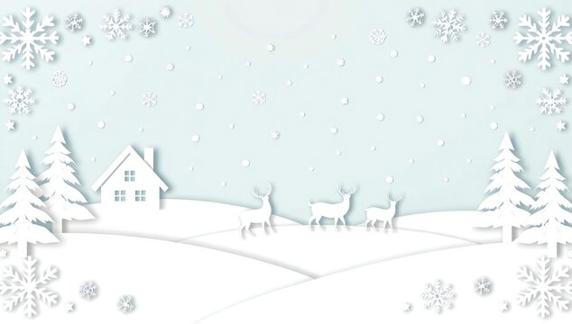 Serene winter landscape with deer