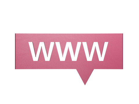 WWW website url of three words on Speech Bubble block, minimal background concept for internet connection, magnifier.Business Concept.Supports PNG files with transparent backgrounds.