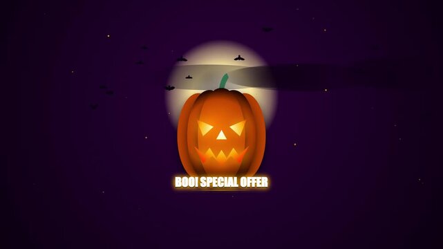 Halloween pumpkin lantern with boo special offer text