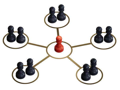 Group of cartoon characters - social networking concept - 3D illustration.leader teamwork and success.Supports PNG files with transparent backgrounds.