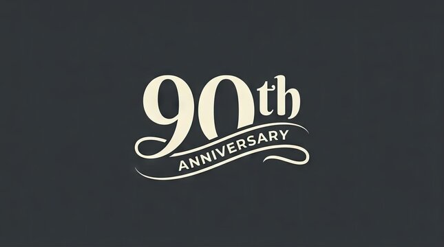 Elegant script 90th anniversary logo on gray