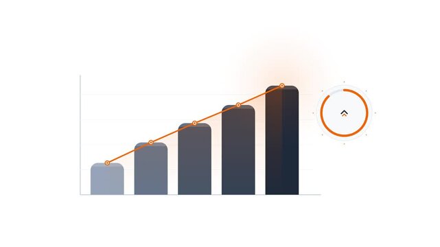 Animated bar chart showing business growth and positive data trends