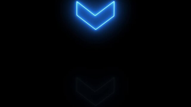 Glowing neon light arrow left direction icon. Abstract glowing neon flashing  back arrow loading animation. Seamless loop 4k motion video with alpha channel.