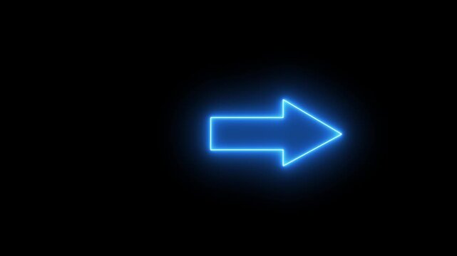 glowing neon arrow sign animation. Neon arrow symbol icon. Directional sign arrow points to the right ,Abstract directional neon arrow icon animation 4k motion with alpha