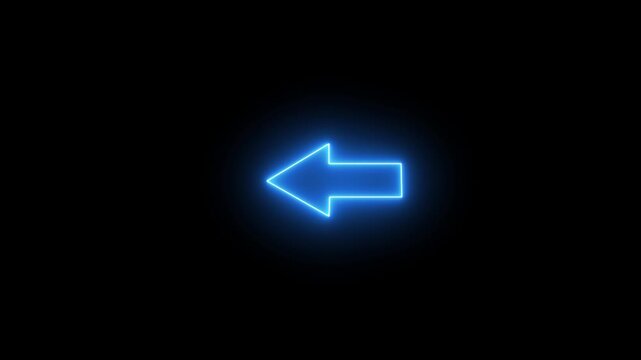 glowing neon arrow sign animation. Neon arrow symbol icon. Directional sign arrow points to the right ,Abstract directional neon arrow icon animation 4k motion with alpha