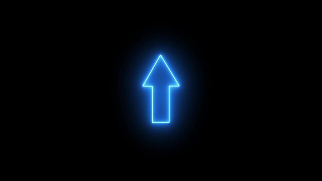 glowing neon arrow up sign animation. Neon arrow symbol icon. Directional sign arrow points to the right ,Abstract directional neon arrow icon animation 4k motion with alpha