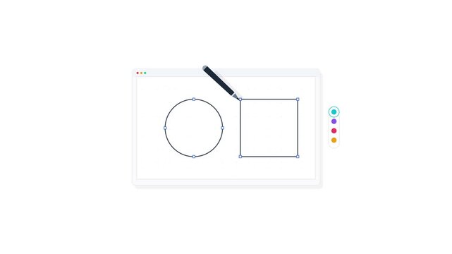 Digital Stylus Pen Creating Vector Graphics on Computer Drawing Tablet