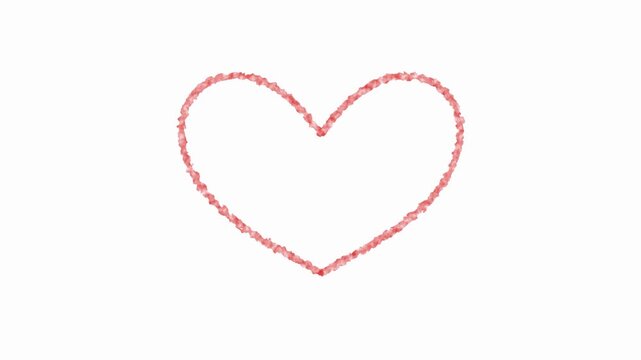 Red hand-drawn crayon heart outline on white background