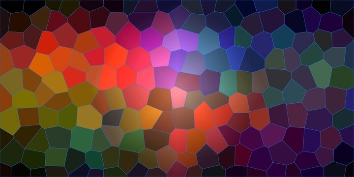 Colorful mosaic pattern with geometric hexagons in diverse rainbow shades.